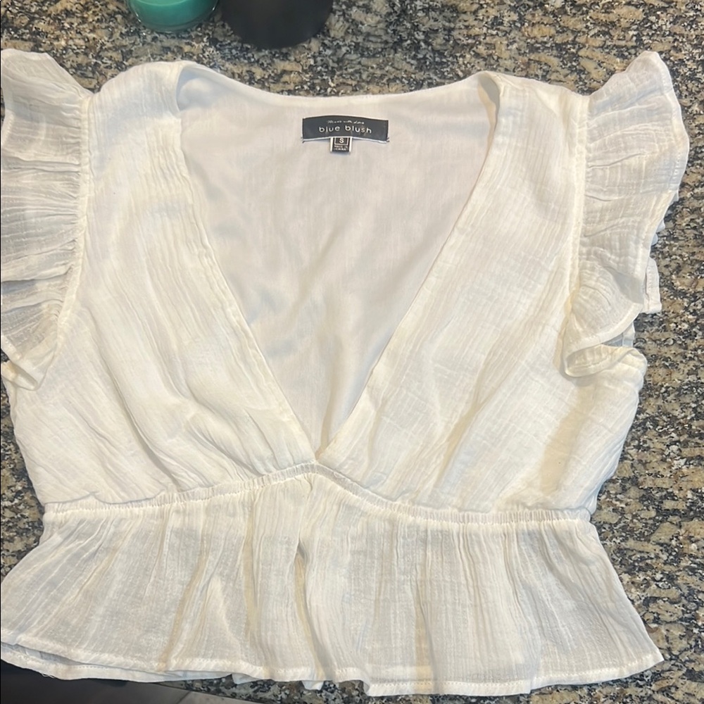 Blue Blush White Blouse